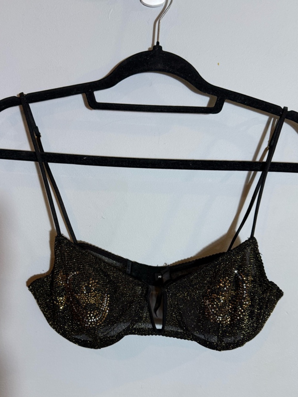 Urban Outfitters Black Gold Glitter Underwire Bralette Coachella style size 34D